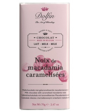 Tablette de chocolat au lait  et  noix de macadamia caramélisées - Dolfin