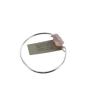 Bracelet en argent pierre brutre Quartz rose